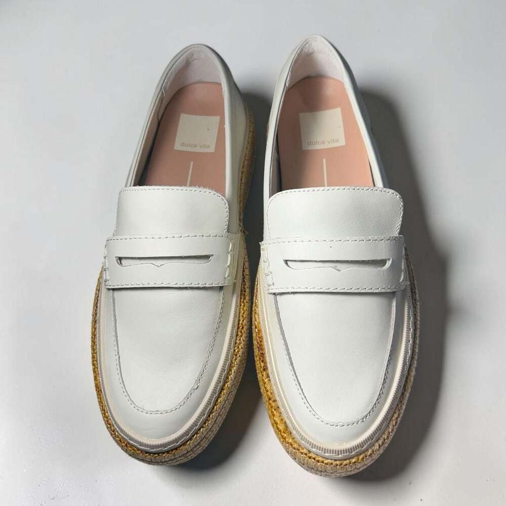 Dolce Vita Platform Espadrille Penny Loafers White Size 6.5